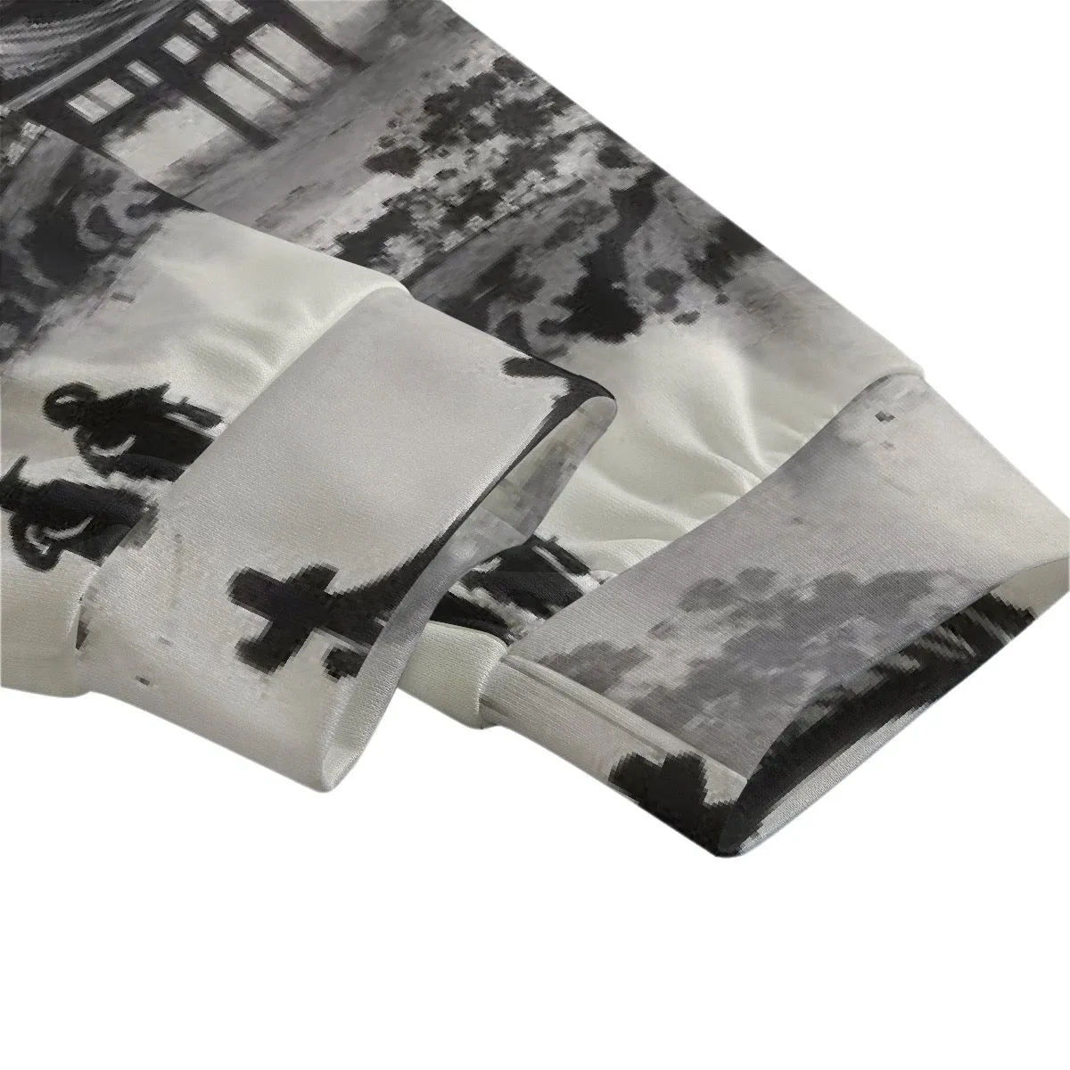 All-Over Print Men's Sweatpants With Waistband243 black and white Asian print