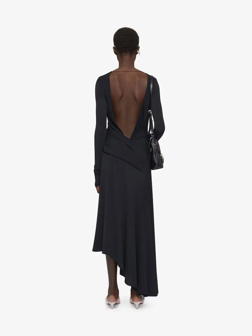 Asymmetric Draped Jersey Dress