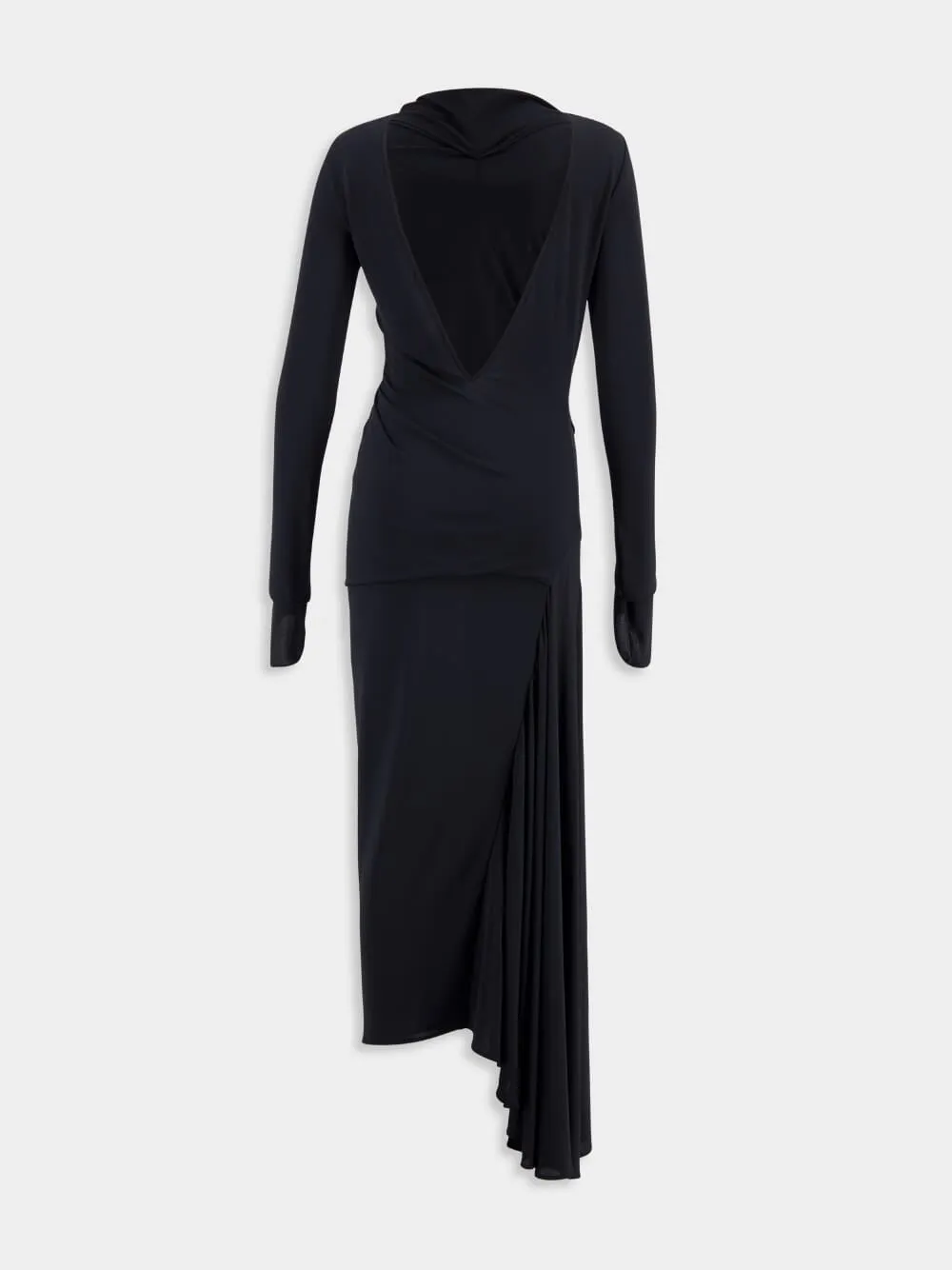 Asymmetric Draped Jersey Dress