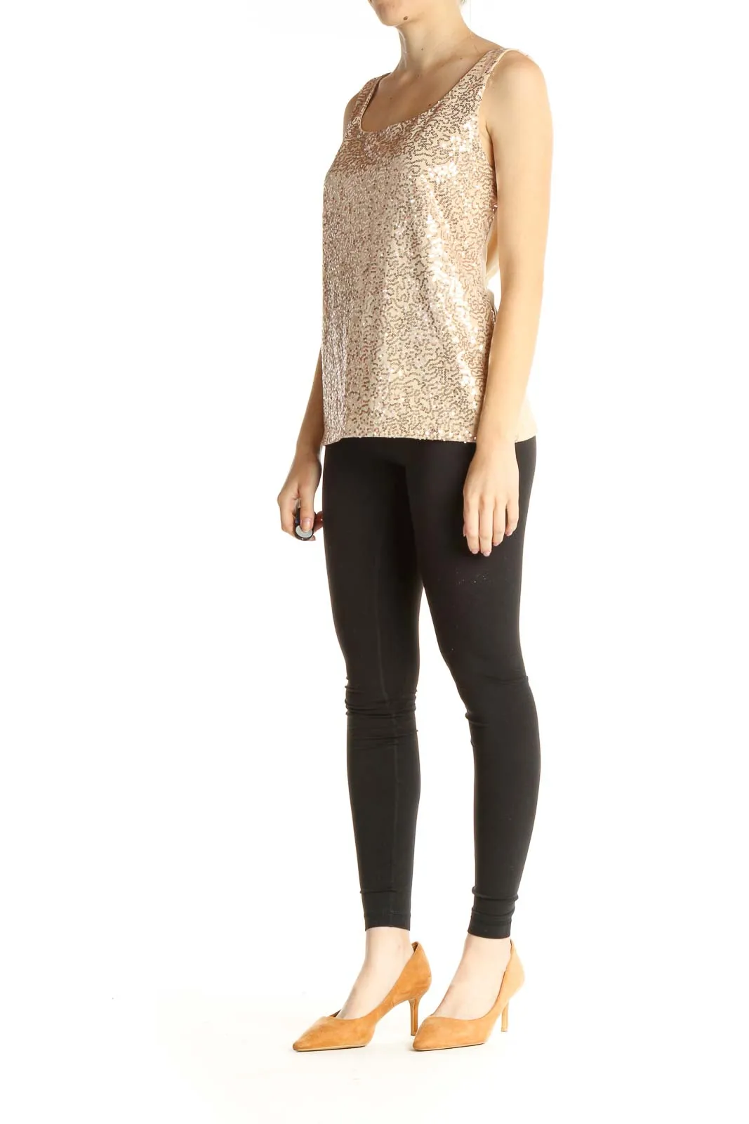 Beige Sequin Chic Tank Top