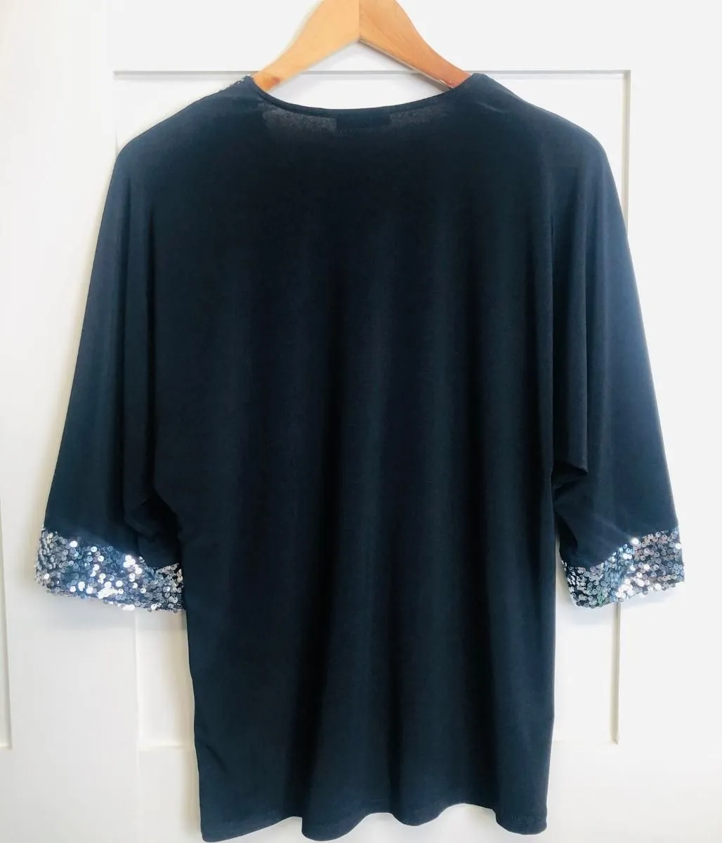 Black and Silver Sequin Tunic Top