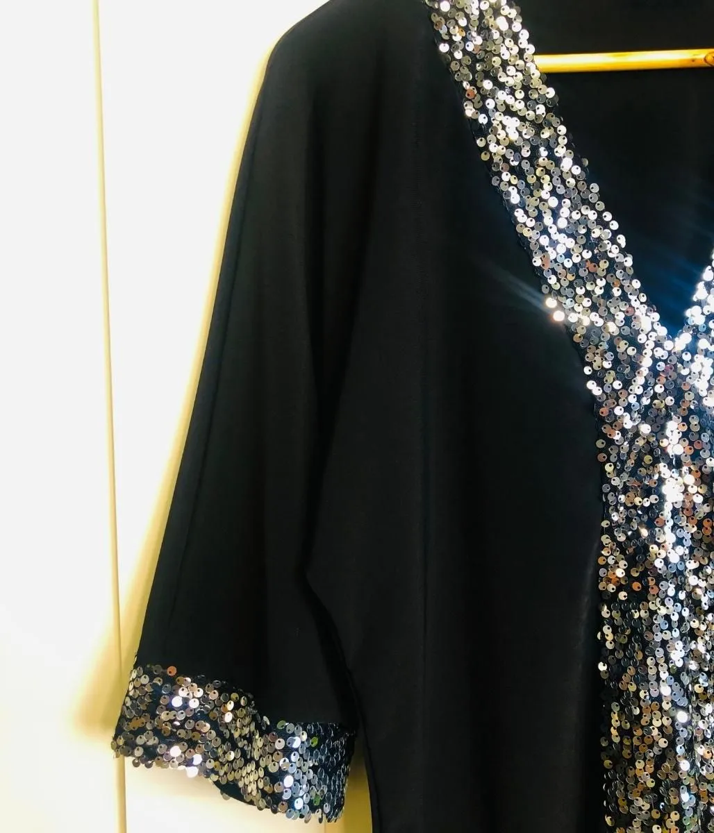 Black and Silver Sequin Tunic Top