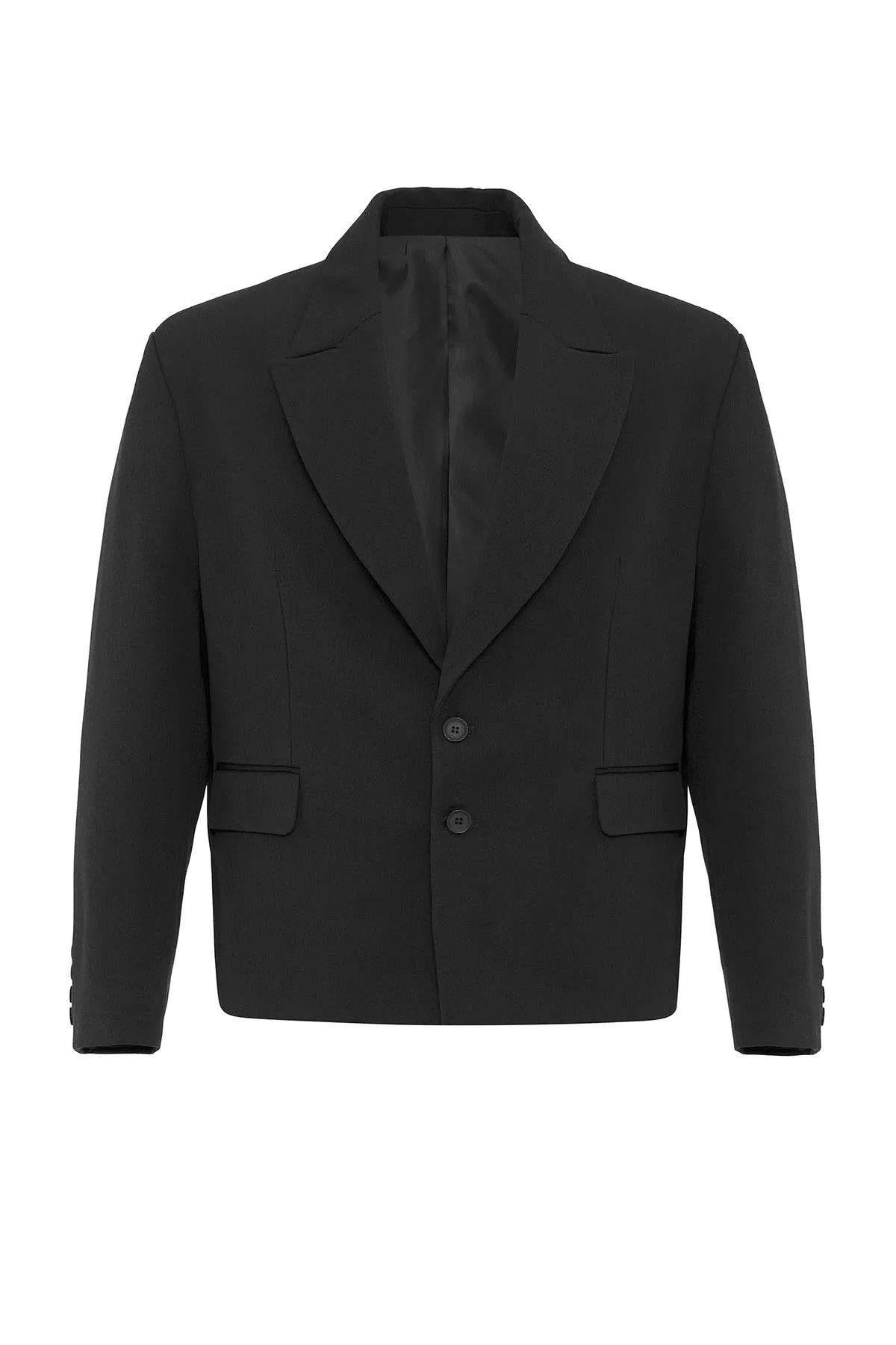 Black Crop Fit Men's Blazer Jacket - Wessi