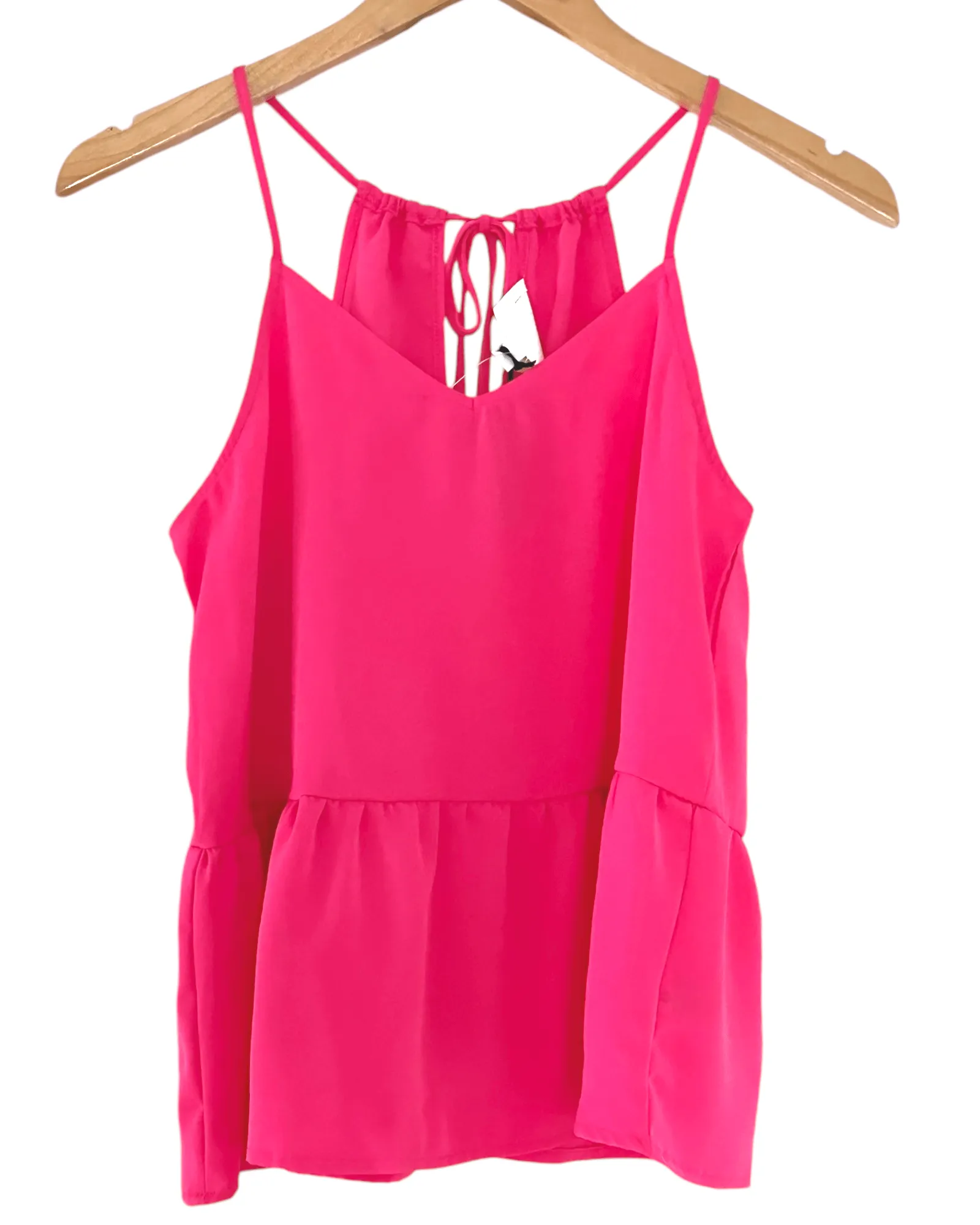 Bright Spring Aruba Pink Tie-Back Peplum Top