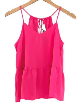 Bright Spring Aruba Pink Tie-Back Peplum Top