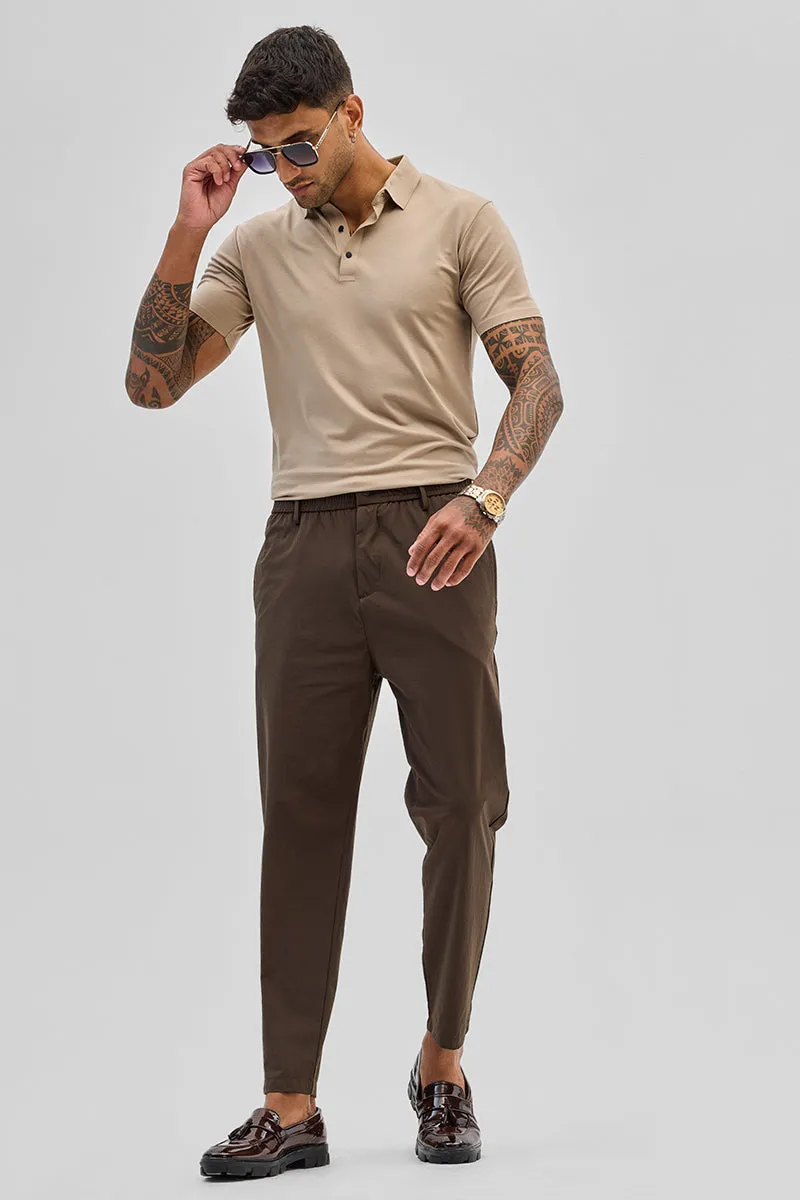 Brown Regular Fit Stretch Chinos