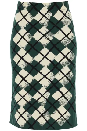 Burberry Knitted Diamond Pattern Midi Skirt