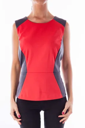 Coral & Gray Peplum Top