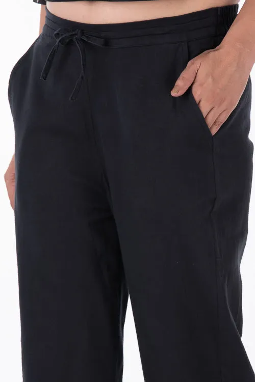 Dharan "Sheena Pants" Black  Textured Straight Pants