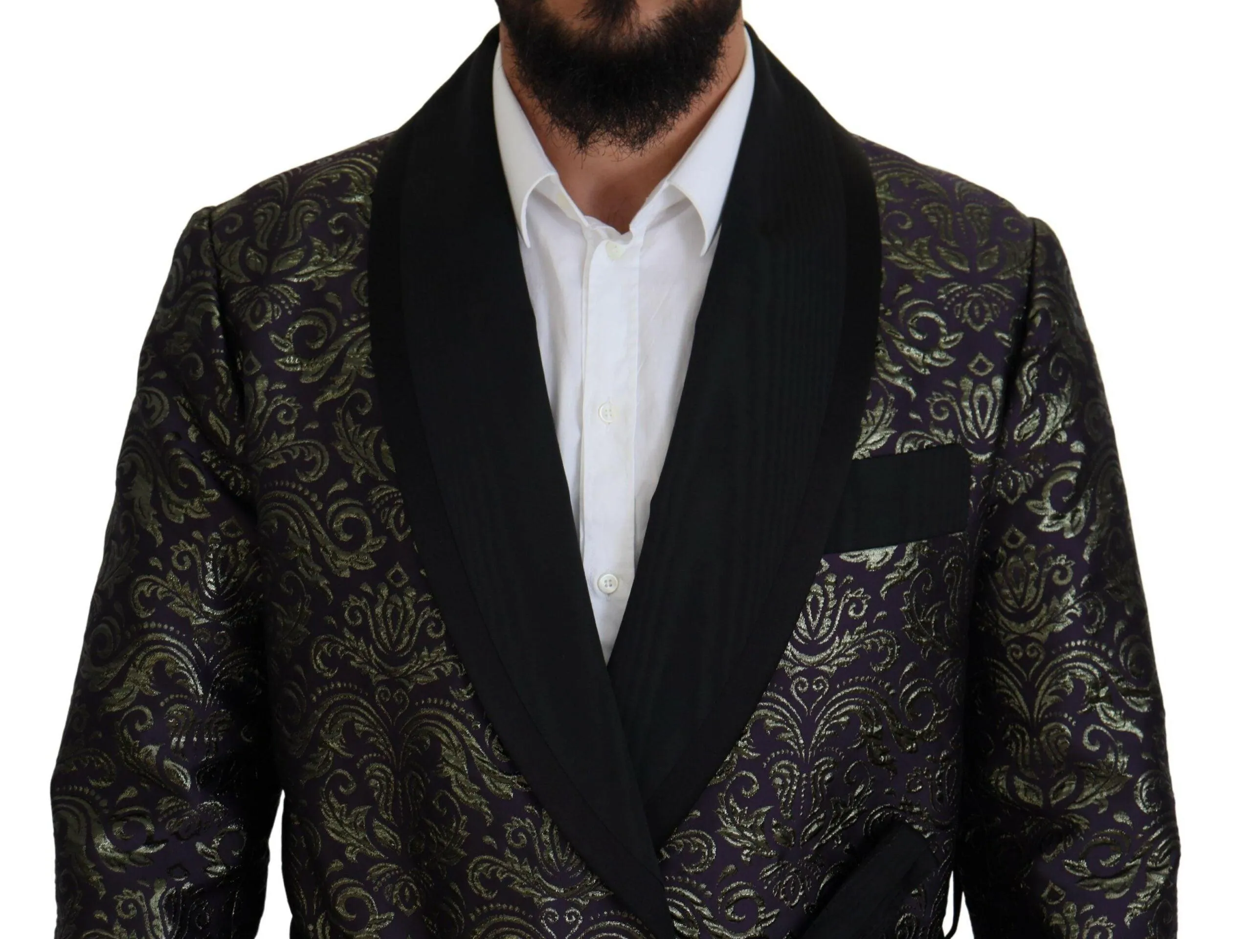 Dolce & Gabbana Gold Purple Baroque Jacket Blazer Robe