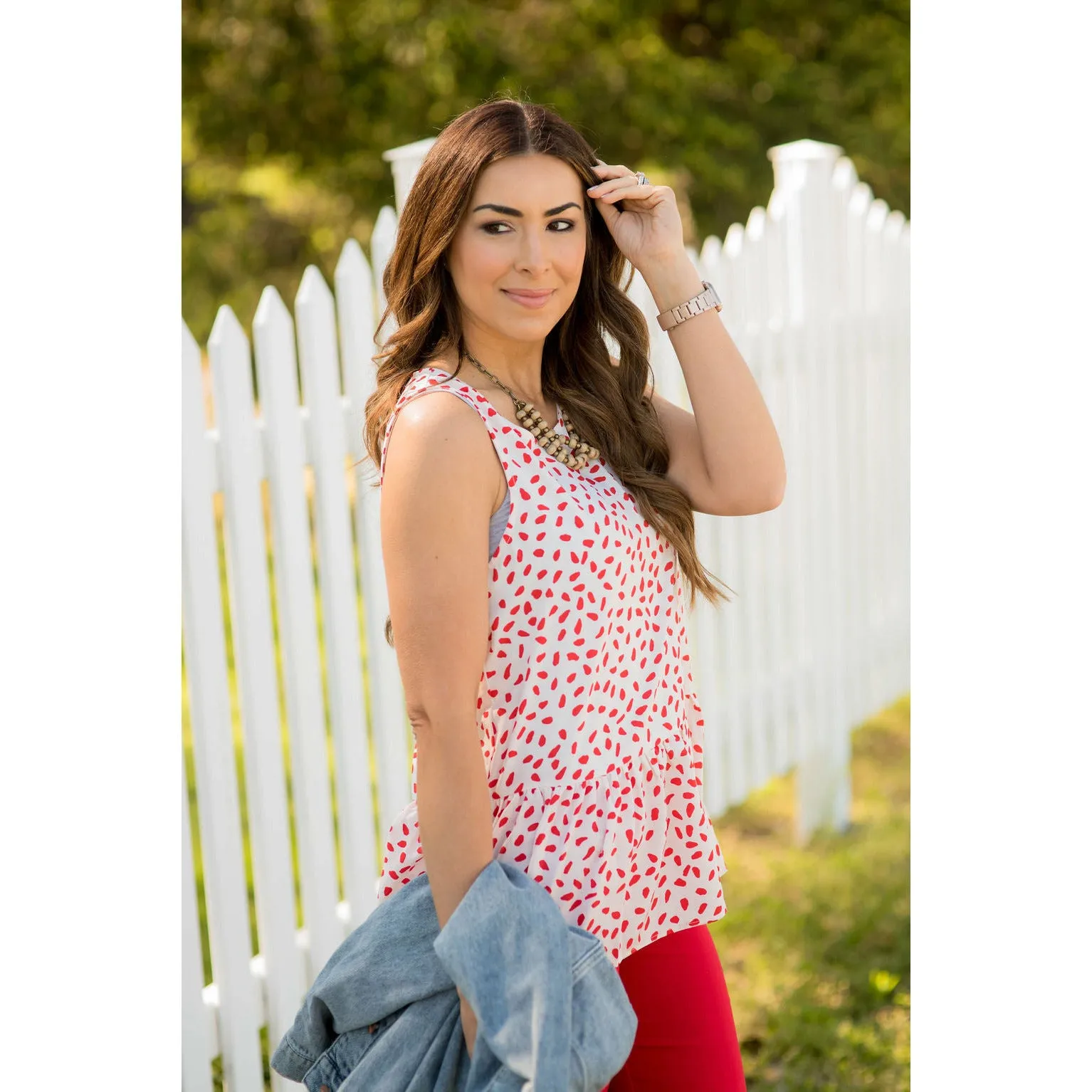 Dotted Peplum Tank