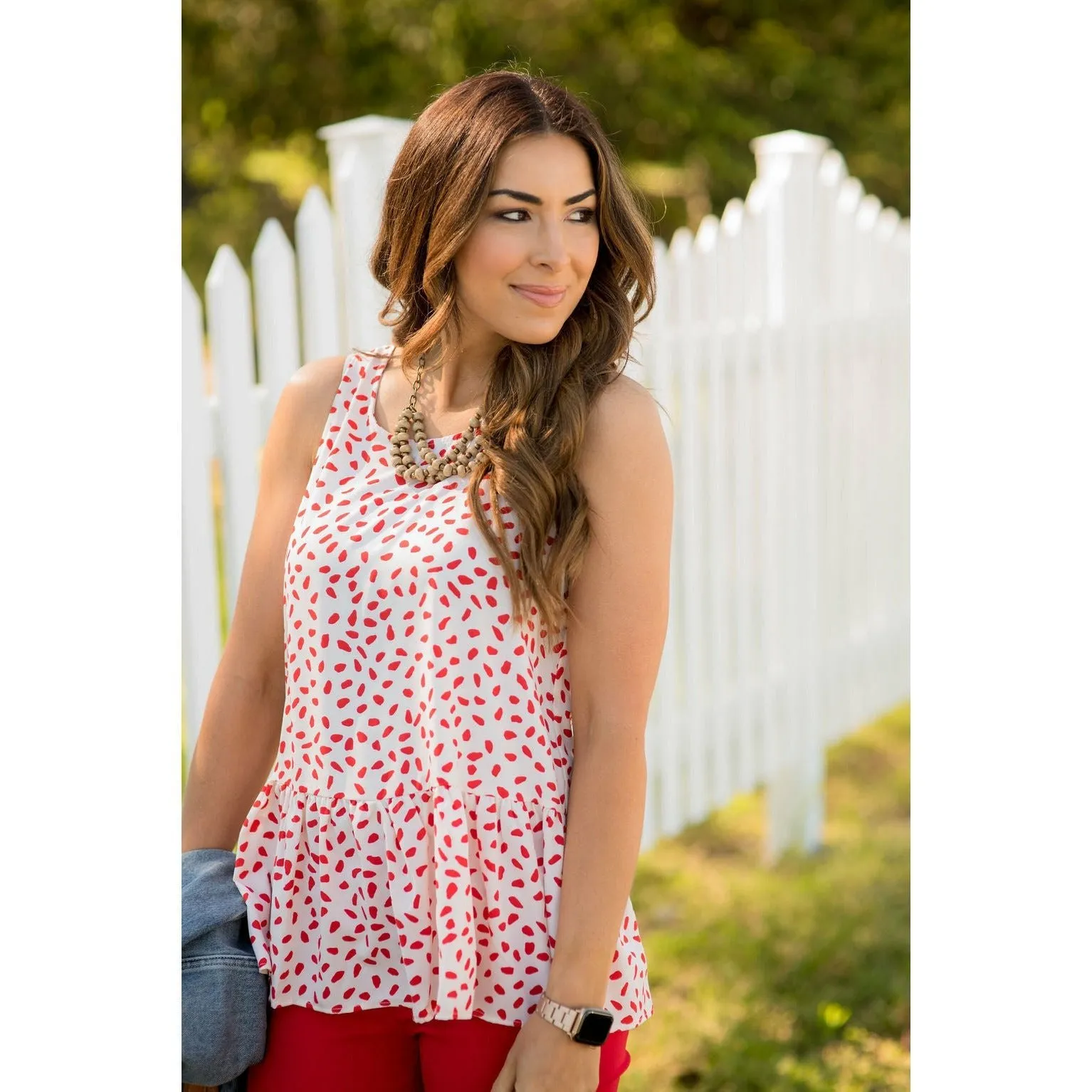 Dotted Peplum Tank