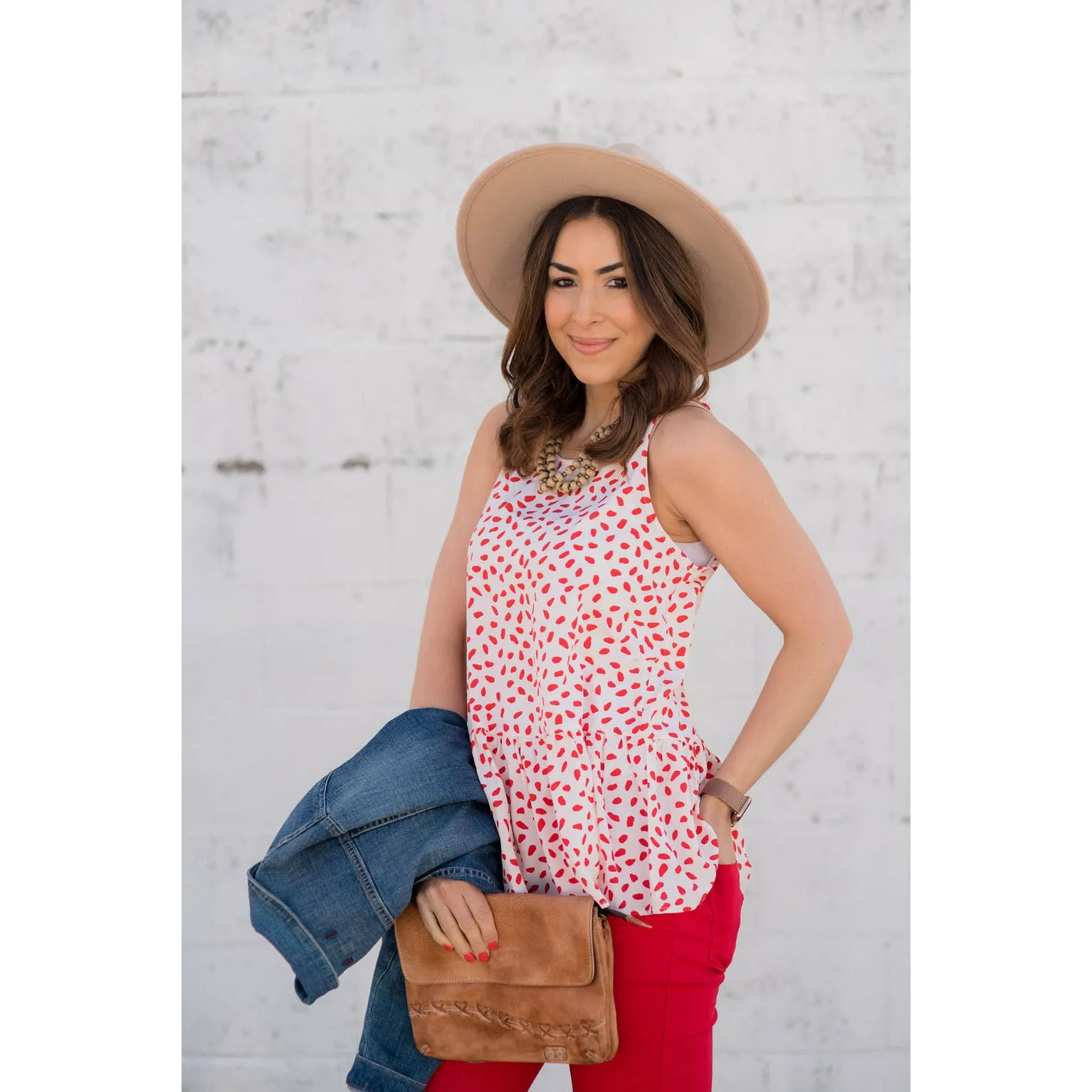 Dotted Peplum Tank