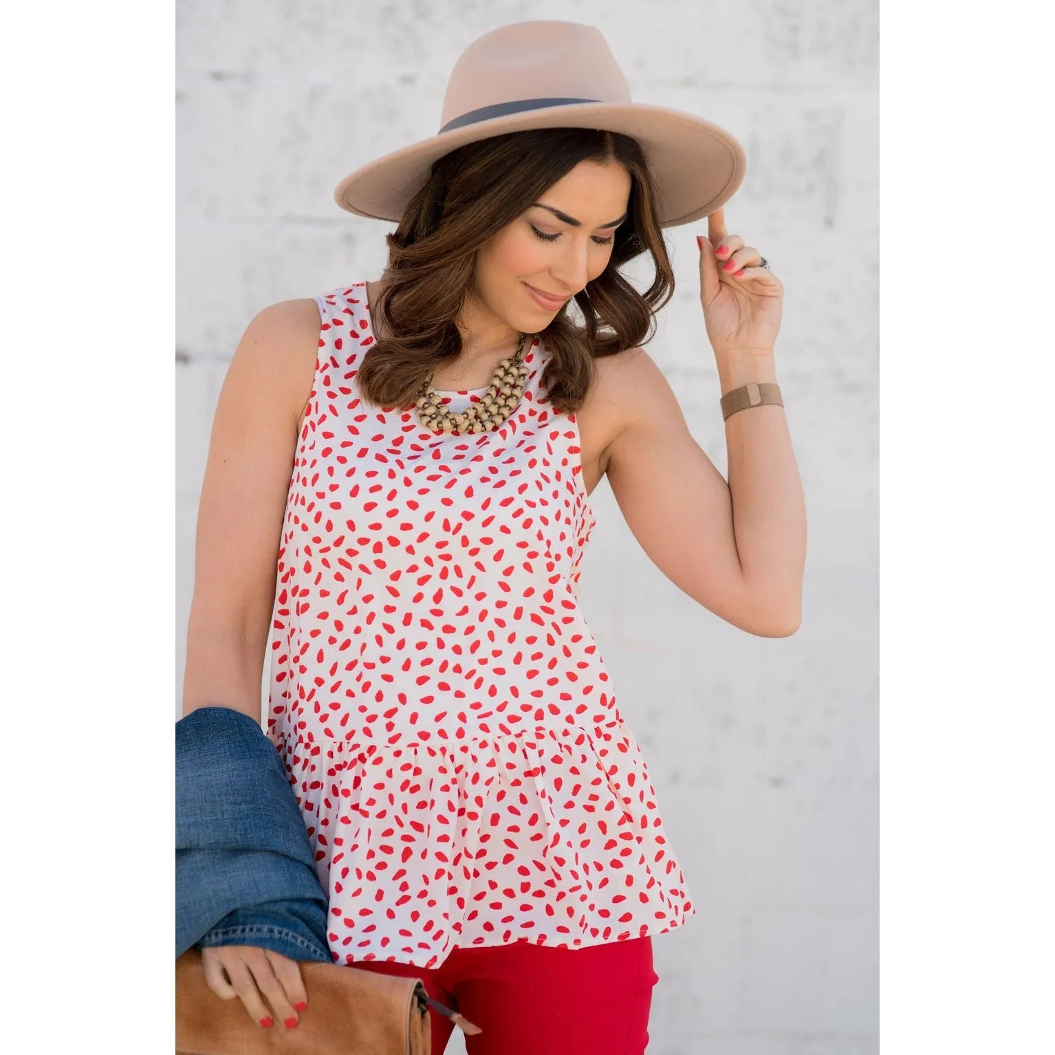 Dotted Peplum Tank