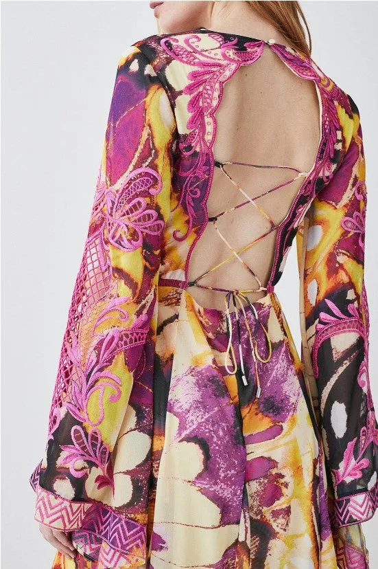 Floral Embroidered Woven Midi Dress