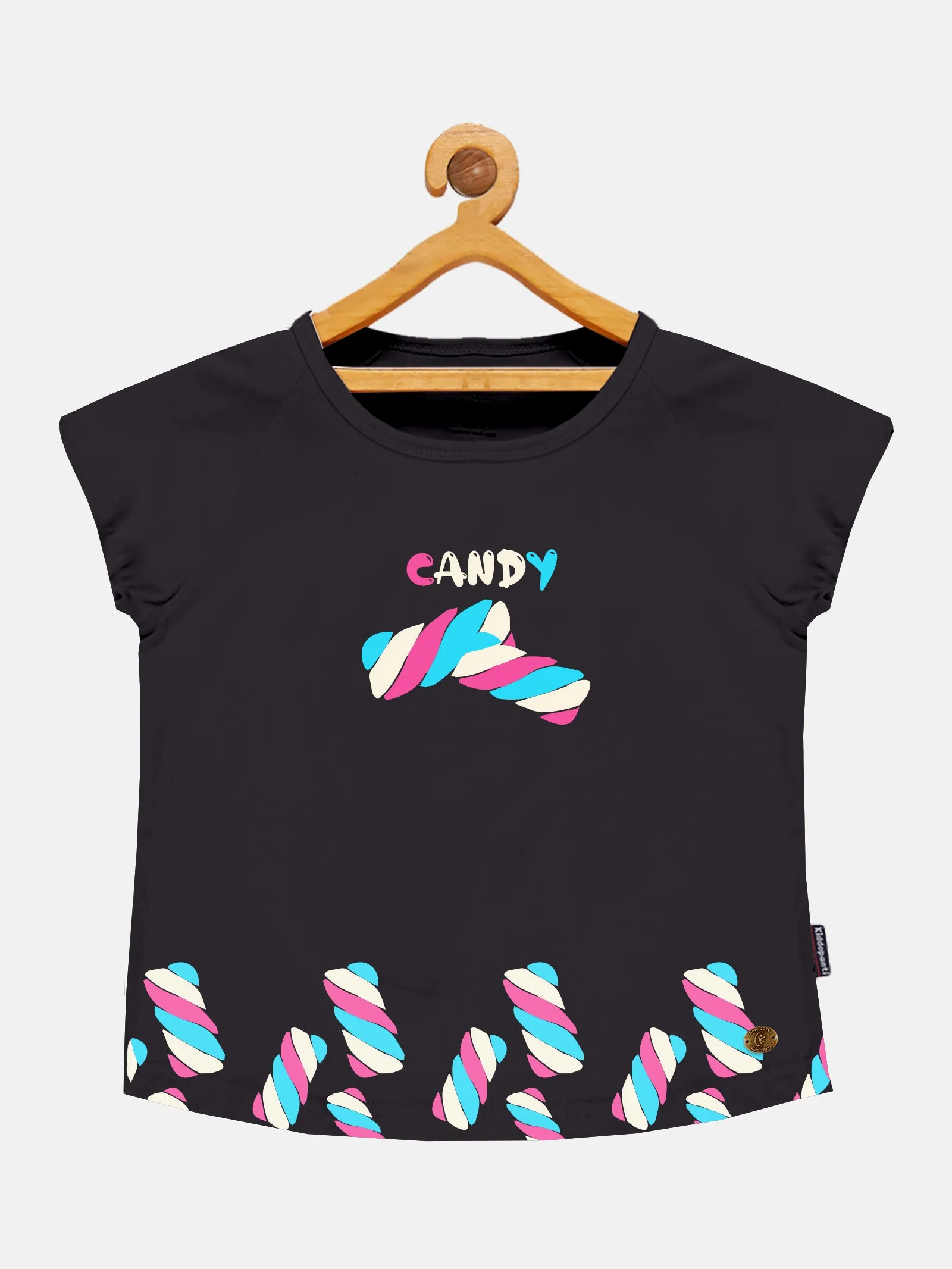 Girls Printed Raglan Sleeve Tee