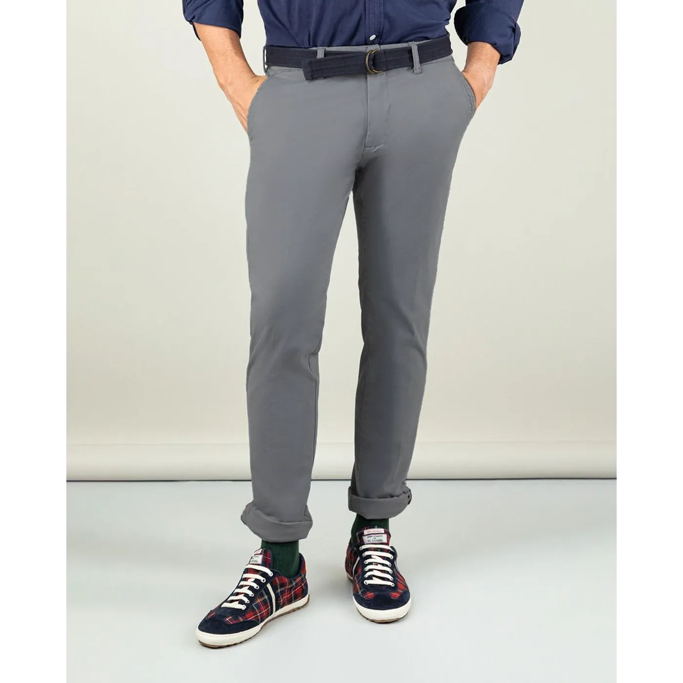 Grey Basic Cotton Chinos