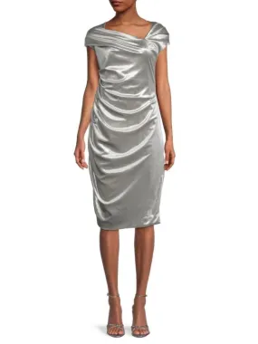 Kevan Hall Studio Silver Draped Satin Dress