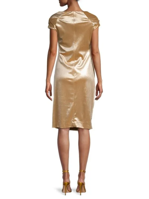 Kevan Hall Studio Silver Draped Satin Dress