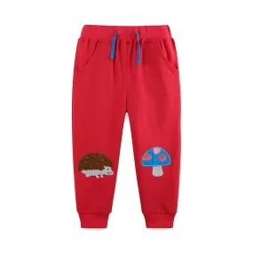 Kids Clothes Children'Clothing Fall Embroidery Cartoon Mushroom Trousers Cotton Baby Boys Sweatpants Pants