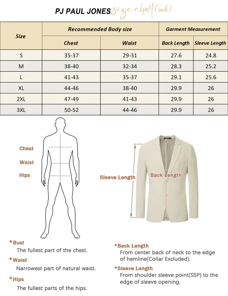 Men's Casual Slim Fit Linen Jacket Lightweight two Buttons Blazer Sport Coat