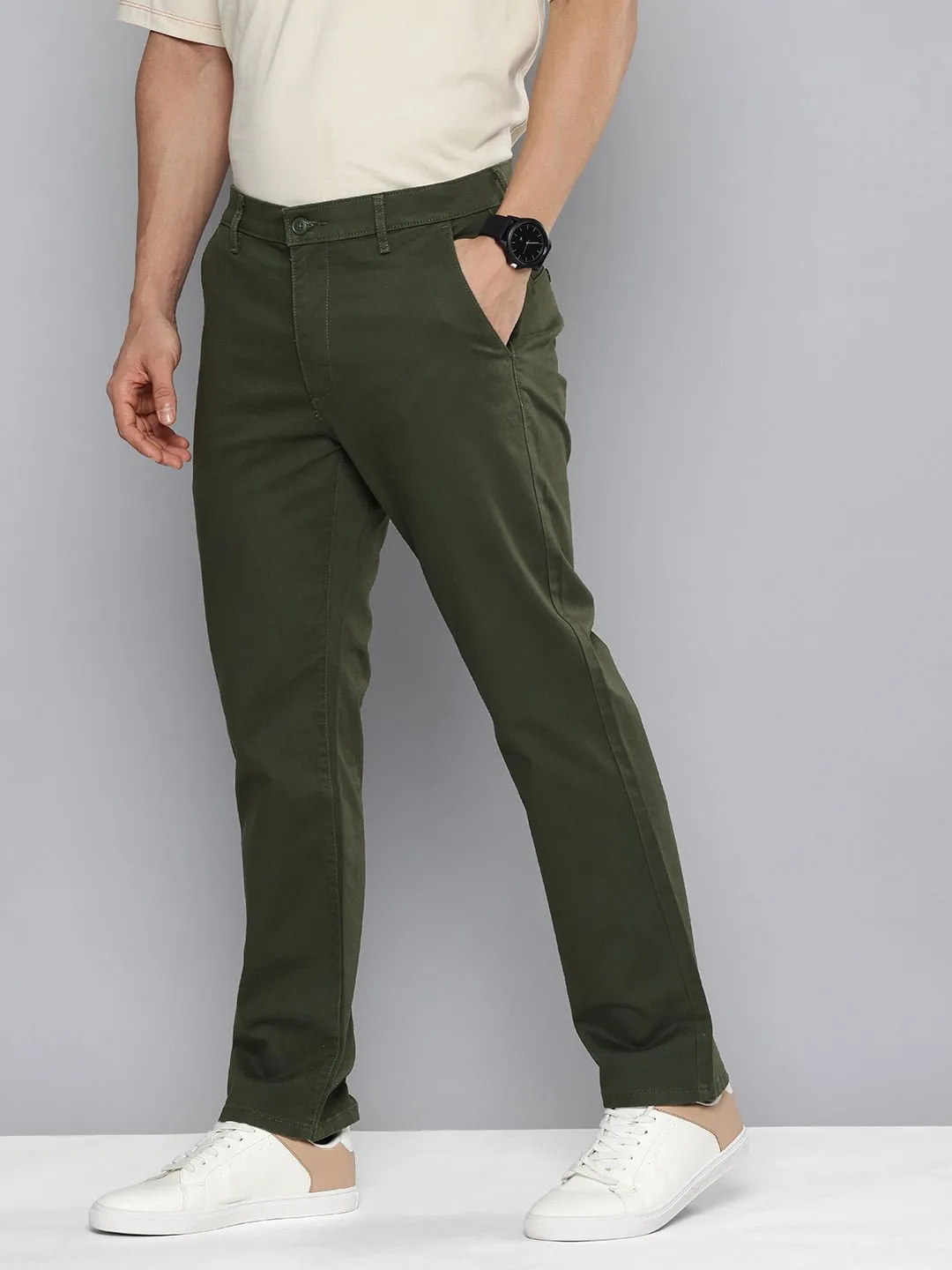 Men's Green Tapered Chinos