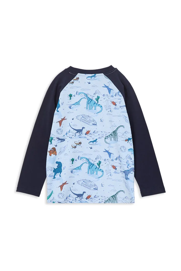 MILKY SPACE DINO RAGLAN TEE