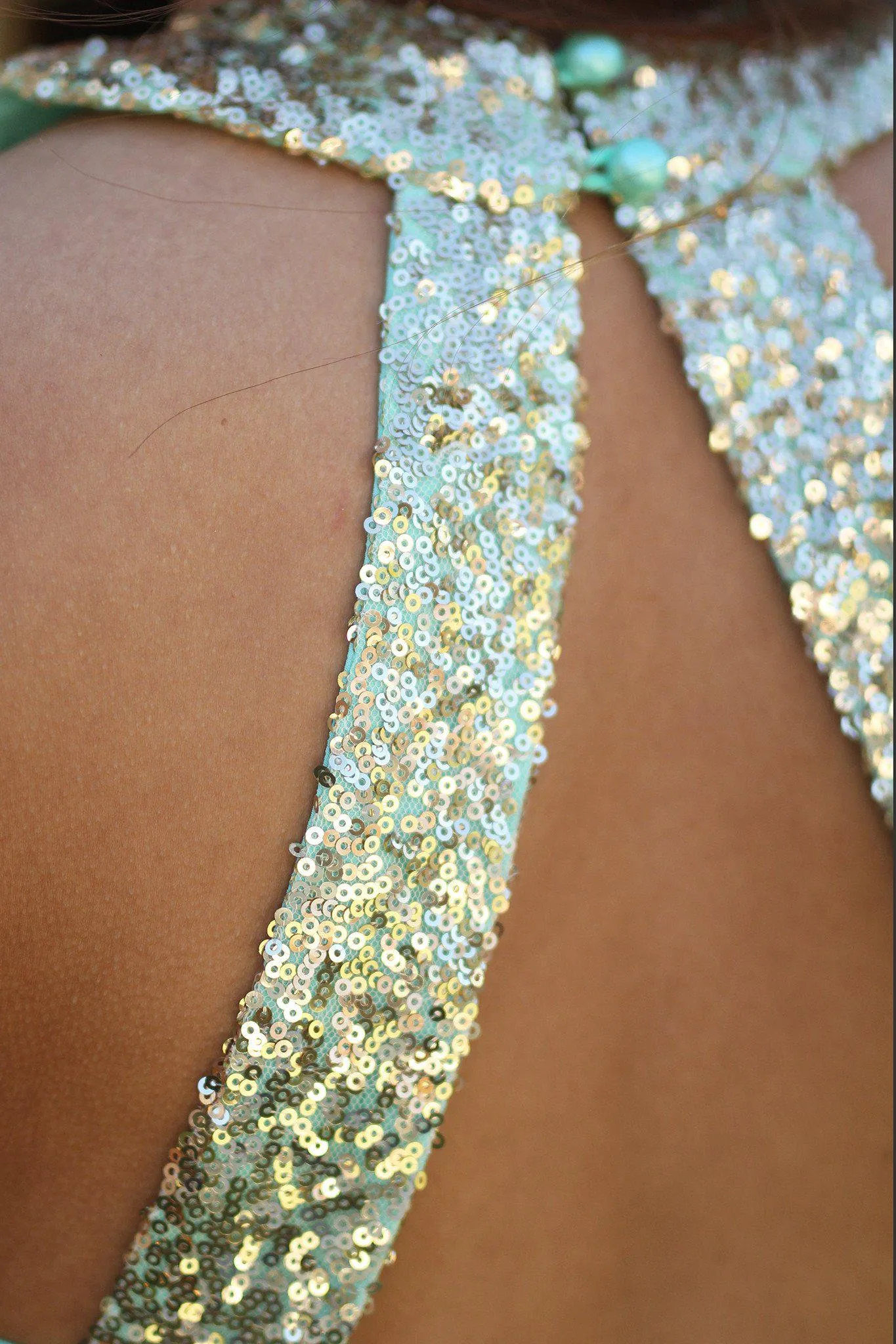 Mint and Gold Sequin Dress