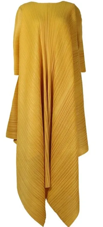 Miyake Pleated Tie-Back Irregular Hem Dress