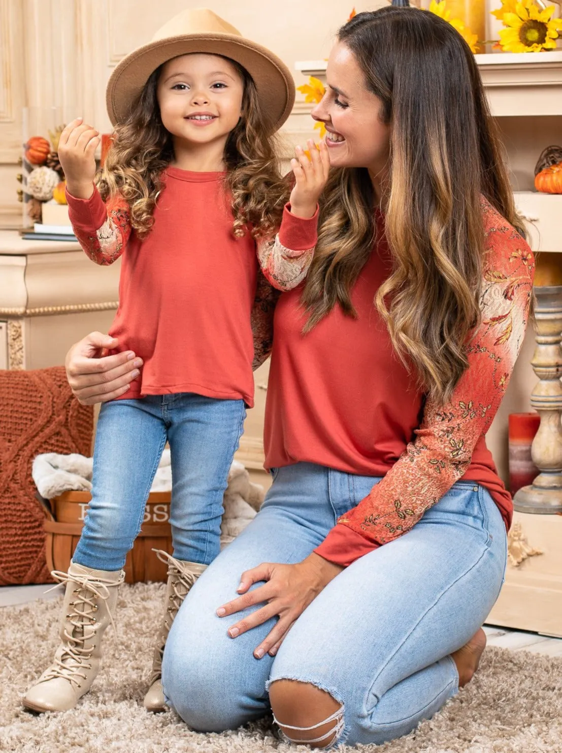 Mommy and Me Autumn Florals Raglan Top