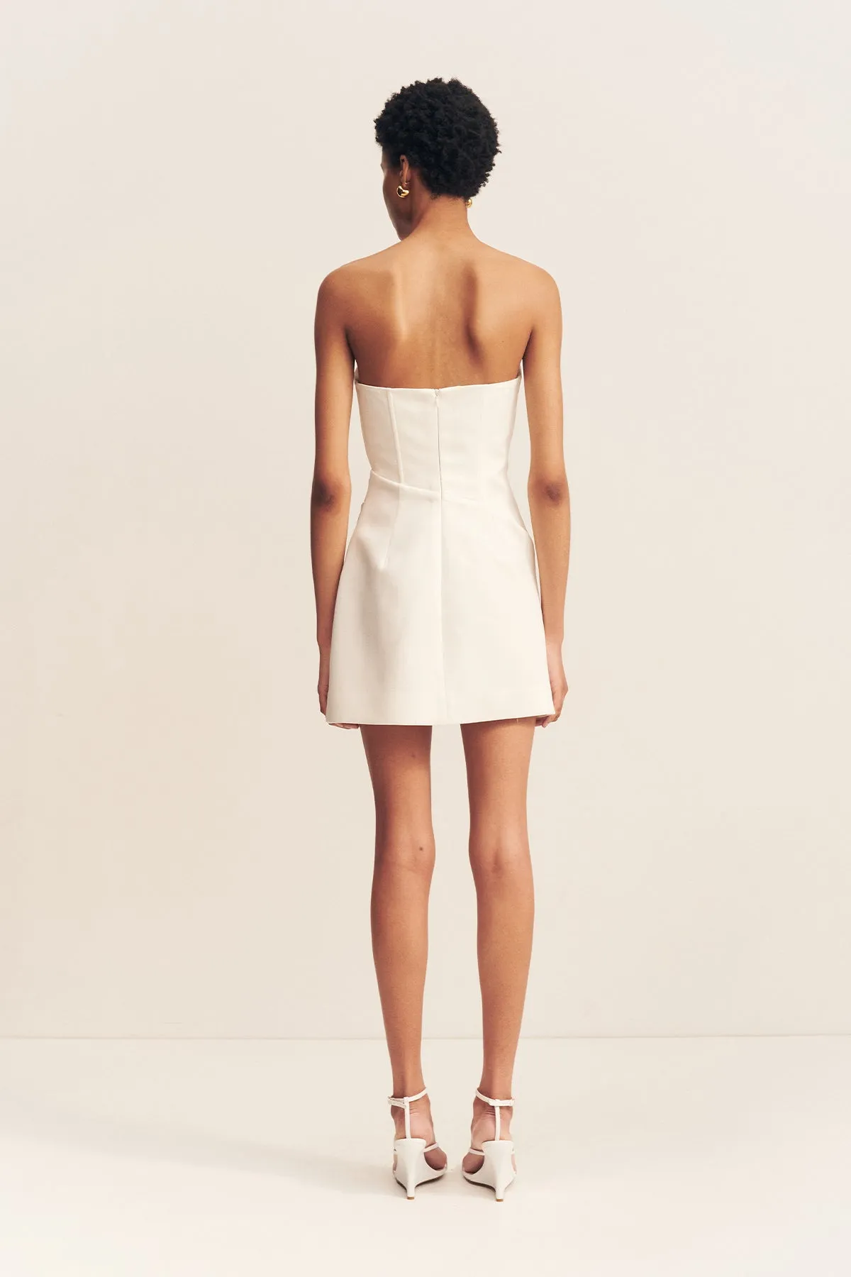 OAKLEY STRAPLESS DRAPED MINI DRESS - IVORY