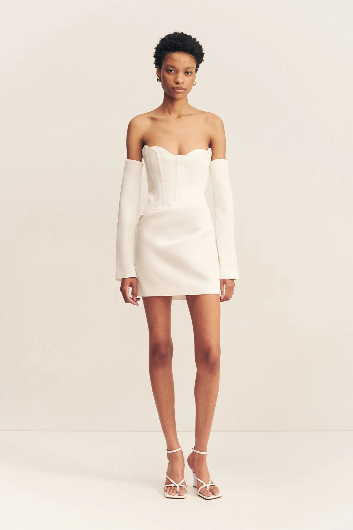 OAKLEY STRAPLESS DRAPED MINI DRESS - IVORY