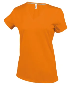 Orange - Ladies' short-sleeved V-neck T-shirt