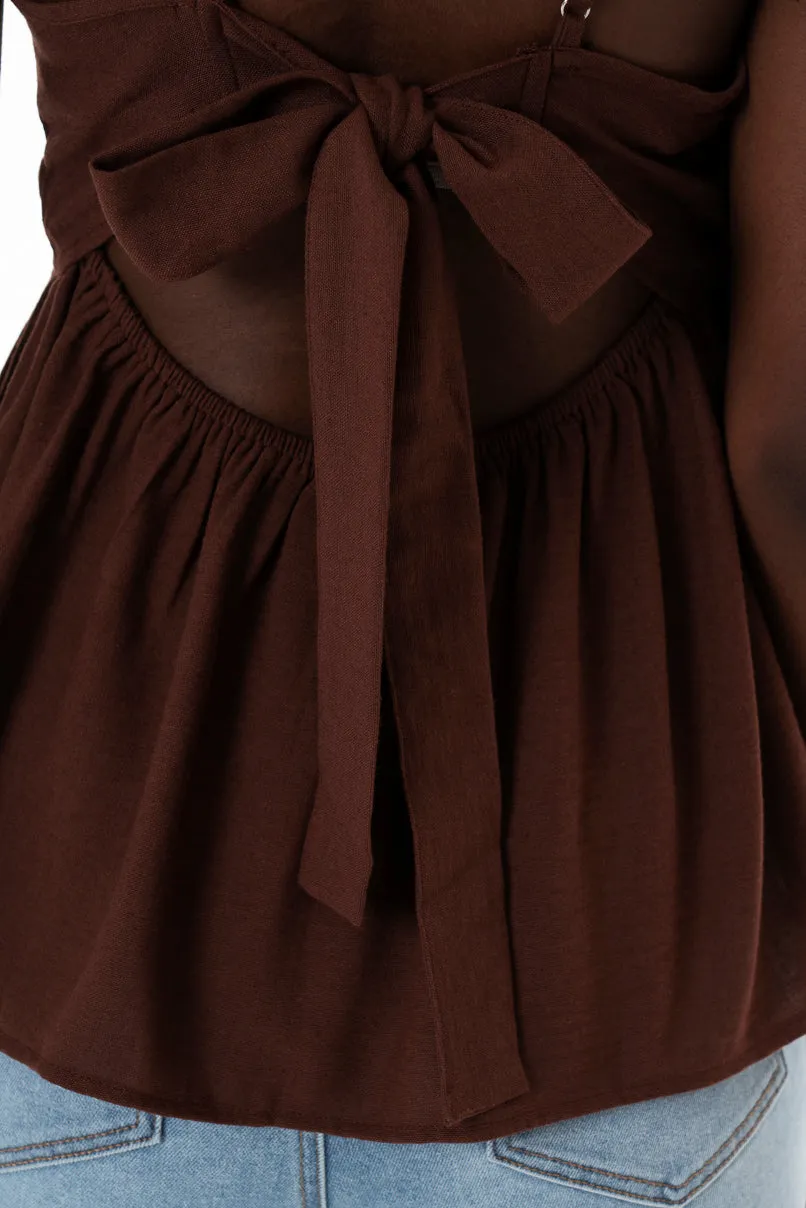 Peplum Top _ 153825 _ Chocolate