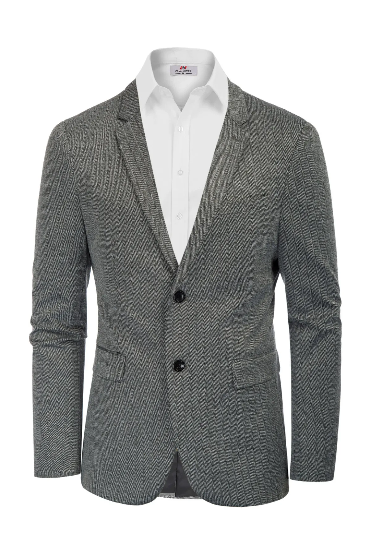 Pj Paul Jones Men's Herringbone Blazer Jacket Two Button Lightweight Casual Knit Sport Coat