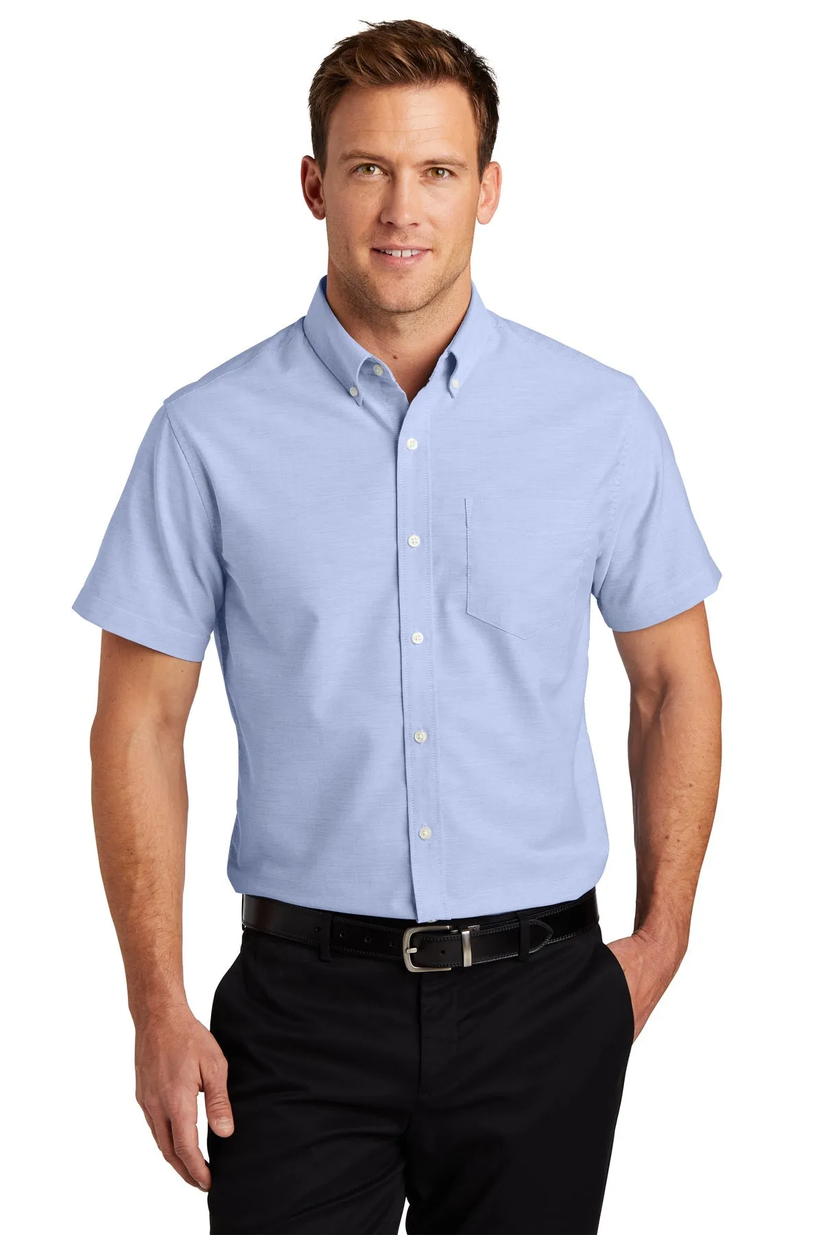 Port Authority Short Sleeve SuperPro Custom Oxford Shirts, Oxford Blue