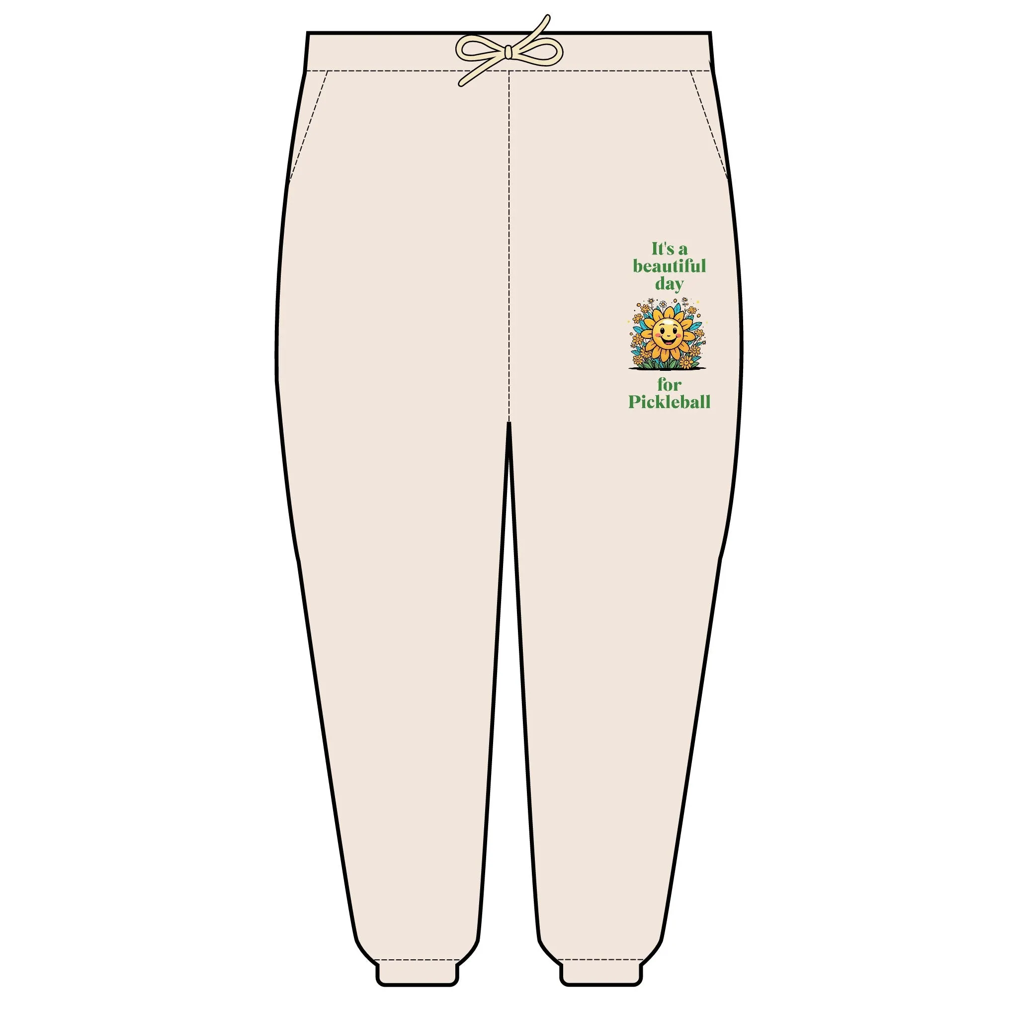 "It's a Beautiful Day for Pickleball Fleece Sweatpants – Sun & Flowers Design" Unisex Garment-Dyed Lightweight Fleece Sweatpants