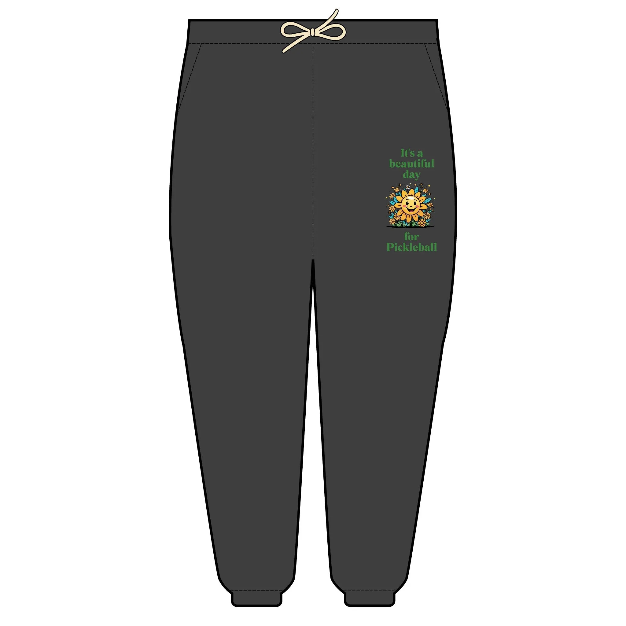 "It's a Beautiful Day for Pickleball Fleece Sweatpants – Sun & Flowers Design" Unisex Garment-Dyed Lightweight Fleece Sweatpants