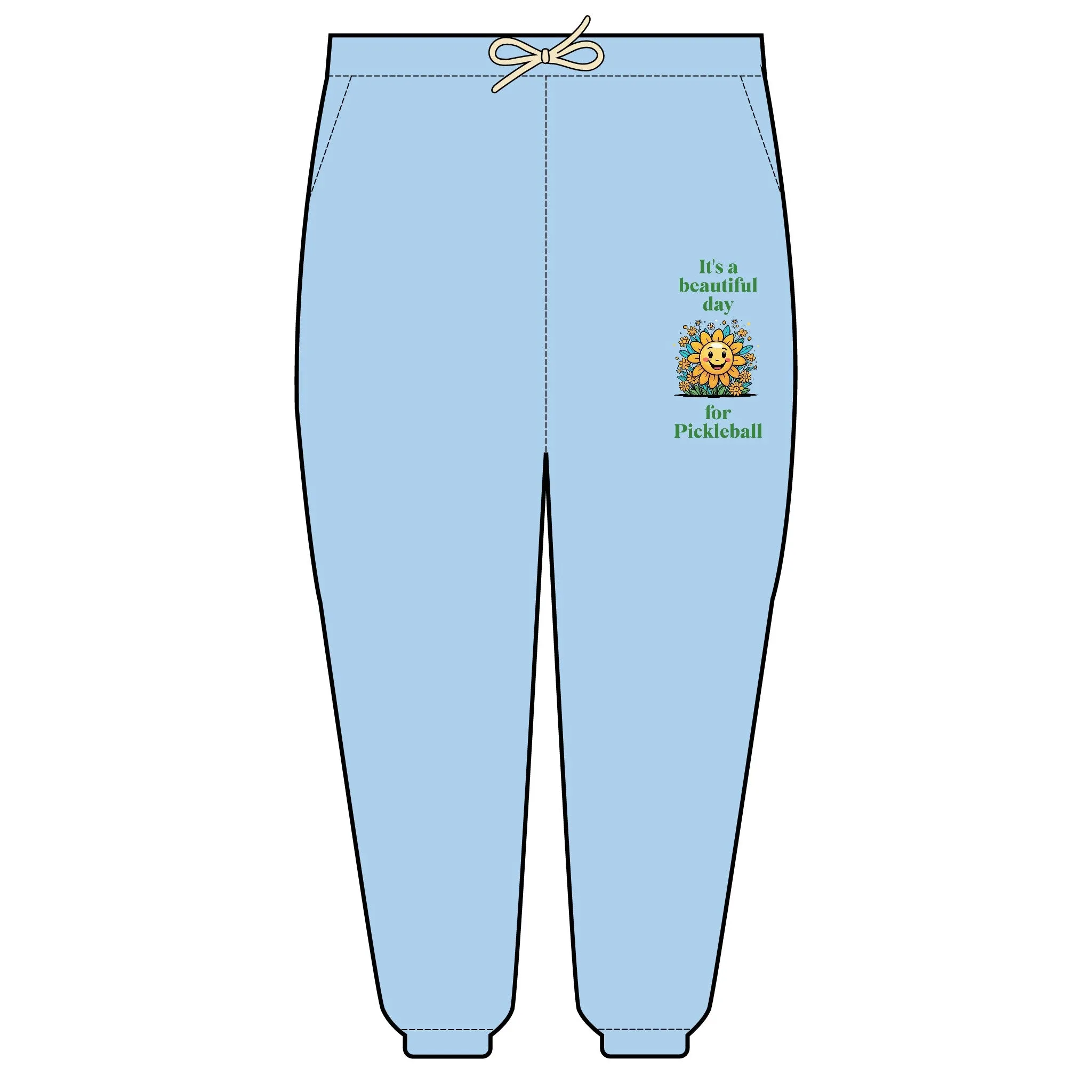 "It's a Beautiful Day for Pickleball Fleece Sweatpants – Sun & Flowers Design" Unisex Garment-Dyed Lightweight Fleece Sweatpants