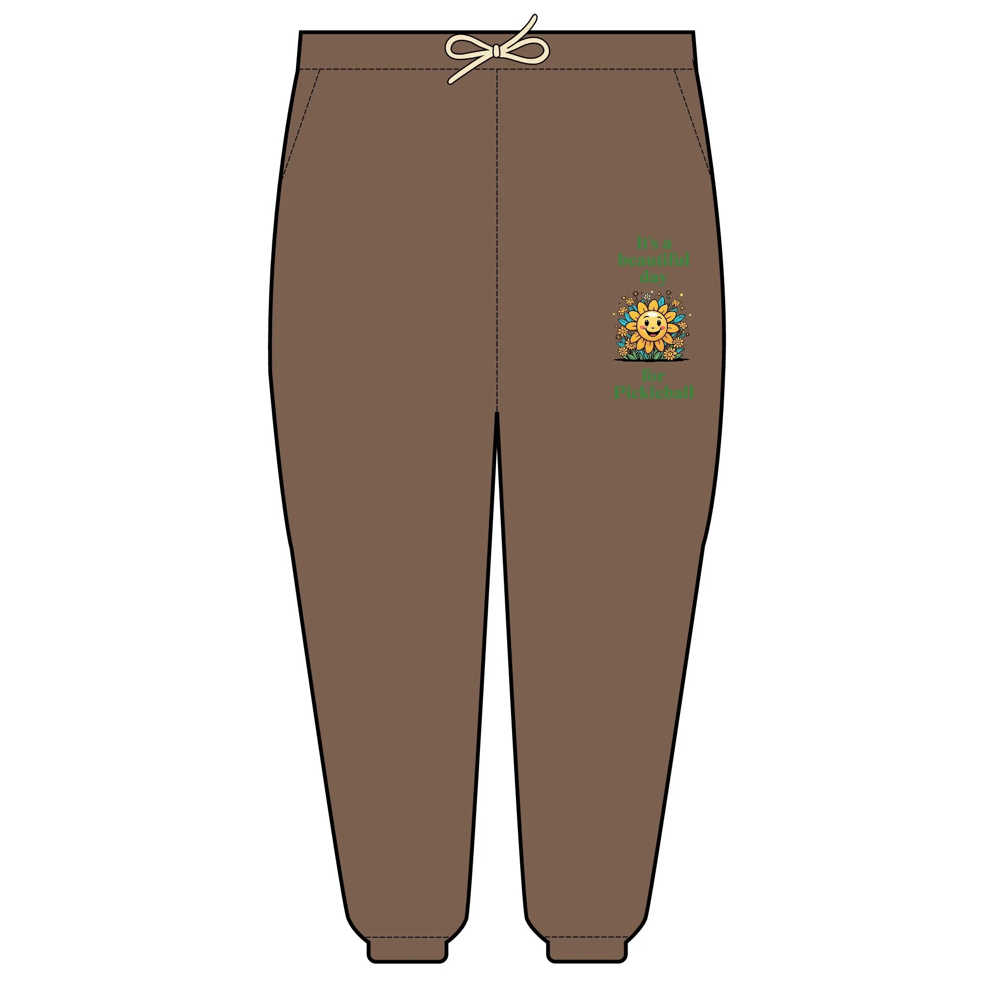 "It's a Beautiful Day for Pickleball Fleece Sweatpants – Sun & Flowers Design" Unisex Garment-Dyed Lightweight Fleece Sweatpants