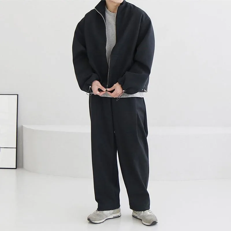 "ZIP-UP" COLLAR JK & WIDE SWEATPANTS