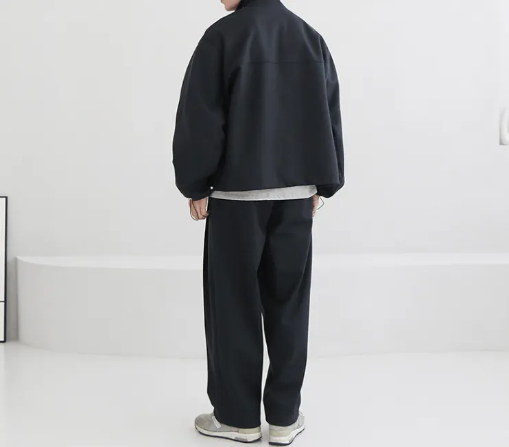 "ZIP-UP" COLLAR JK & WIDE SWEATPANTS