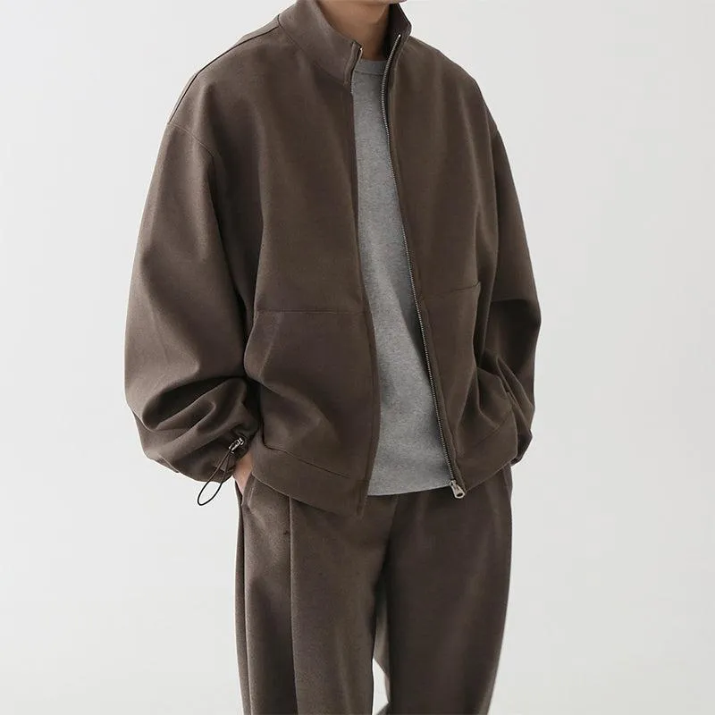 "ZIP-UP" COLLAR JK & WIDE SWEATPANTS