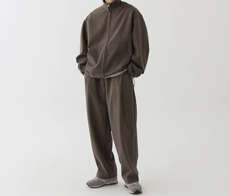 "ZIP-UP" COLLAR JK & WIDE SWEATPANTS