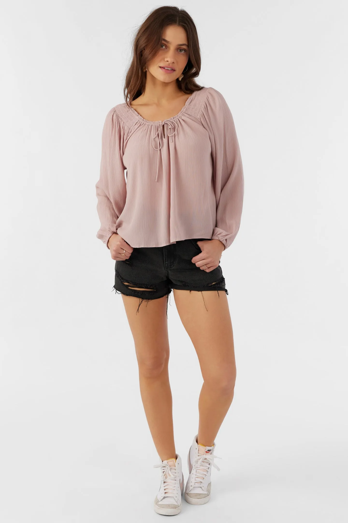 RIVER SOLID LONG SLEEVE TOP