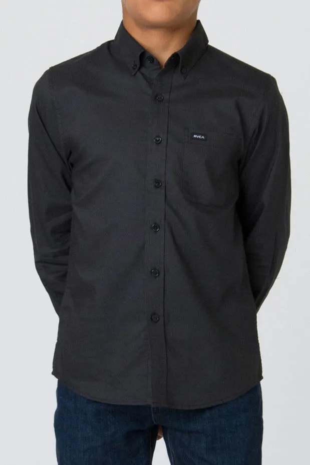 RVCA That'll Do Oxford Long Sleeve Boys Shirt - Pirate Black