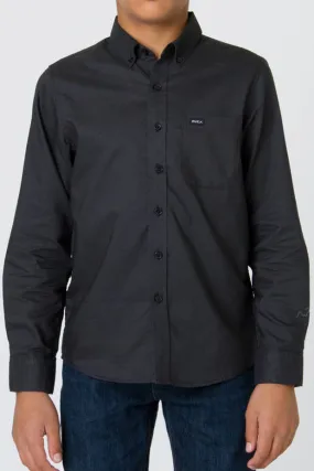 RVCA That'll Do Oxford Long Sleeve Boys Shirt - Pirate Black