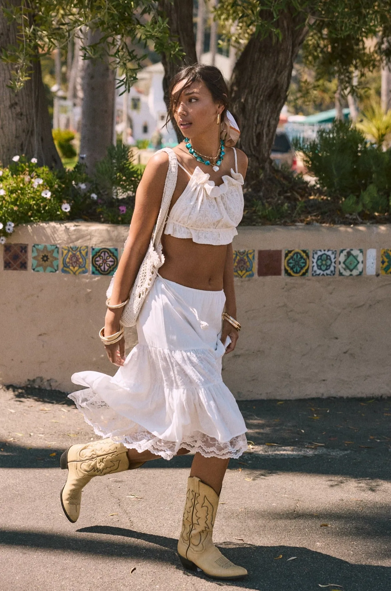 Santorini Seaside Midi Skirt