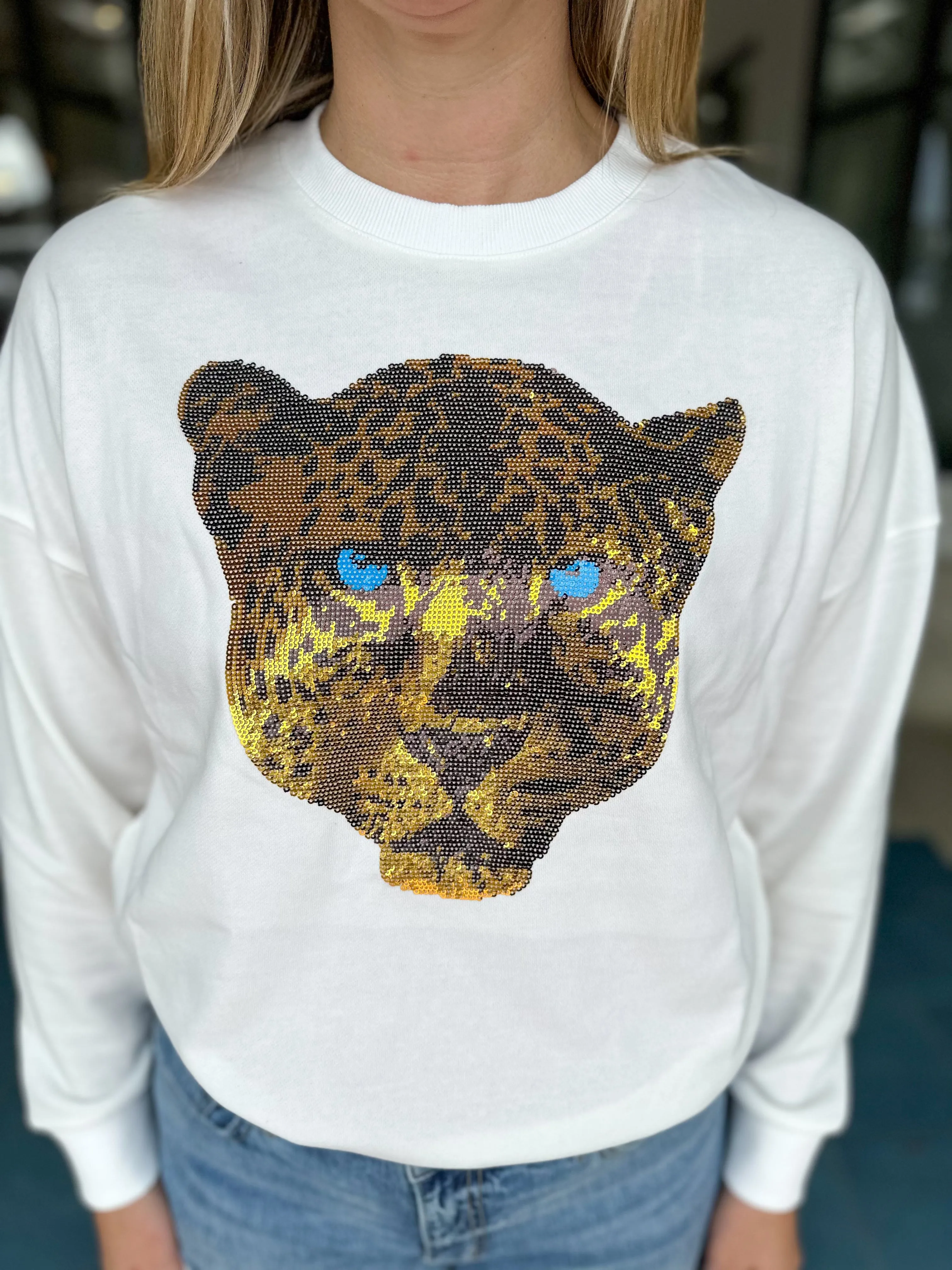 Sequin Jags Sweatshirt (White)