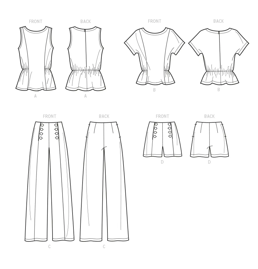 Simplicity Sewing Pattern 9612 Misses' Tops, Trousers and Shorts